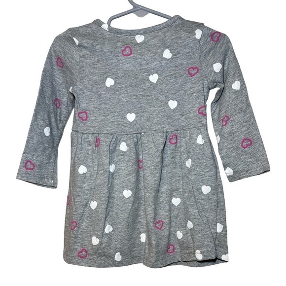 Okie Dokie Baby Girls Long Sleeve Grey Dress with Hearts Size 18 Months - Picture 5 of 6